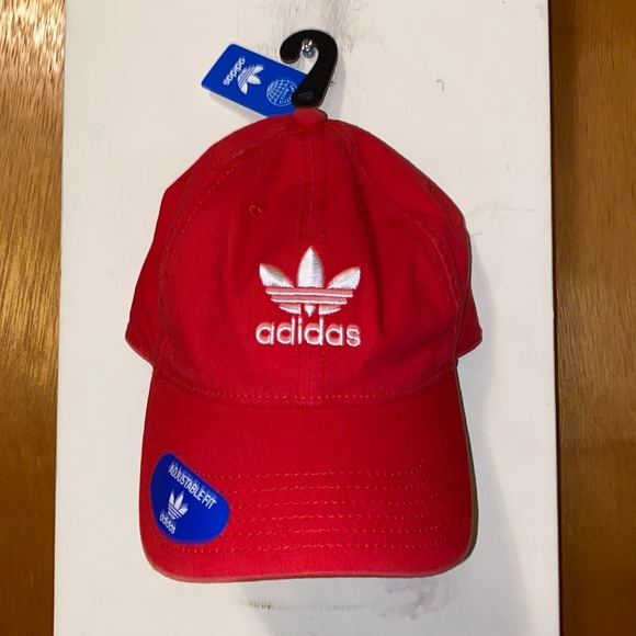 ❤️NWT Adidas Adjustable Fit Red Cotton Baseball Hat - Picture 1 of 7